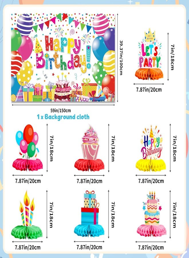 gobutend Happy Birthday Decorations- 170pcs Birthday Party Supplies Kit with Colorful Honeycomb Centerpieces for Tables, Banner, Backdrop Cloth, Disposable Tableware Kit for Boys Girls, Serves 20 - Image 4